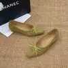 Zapatos planos versátiles para pies, versátiles retro francés, no cansan, para ir al trabajo, punta cuadrada, estilo nuevo, verano 2026, lazo, zapatos planos de boca poco profunda