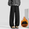 Pantalones Gruesos con Forro de Lana para Hombre para Invierno, Pantalones de Pierna Ancha de Lana para Otoño e Invierno, Pantalones Casuales de Pierna Recta para Hombre