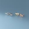 Aretes Nalan de Plata S925 con Recortes de Alas para Mujer Estilo Japonés Simple y Lindo Estudiante Uñas para Hueso de la Oreja M02369