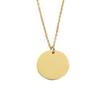 Comercio exterior superventas acero inoxidable espejo geométrico oblea collar colgante diy redondo logo privado grabado colgante