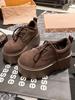 Sapatos femininos de couro com cadarço, pequenos, de camurça, versáteis, de sola grossa, com salto super alto, mocassins e bico de manga