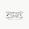 Anel Duplo Europeu e Americano Transfronteiriço Cravejado com Diamantes, Anel Feminino Moderno e Simples com Cravação de Zircônia, Joia Versátil de Alto Padrão