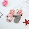 Nuevos guantes de terciopelo cálidos y cómodos estilo coreano para niños, con cordón para invierno, dedos engrosados, conejo de dibujos animados, guantes de esquí