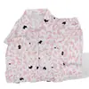 Conjunto de Pijama de Tres Piezas de Algodón Nube para Mujer para Primavera y Verano, con Cuello de Solapa, Cárdigan de Manga Corta, Shorts y Pantalones Largos, Conjunto Casual de Ropa para el Hogar para Niñas
