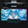 Venda Direta da Fábrica Tapete de Mouse Luminoso Colorido Hatsune Miku Pad de Teclado Grande para E-Sports Tapete de Mesa Antiderrapante