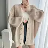 Cardigan de Tricô Casual Preguiçoso Estilo Coreano Outono/Inverno Casaco Suéter Cinza Tamanho Único Serve na Maioria das Mulheres