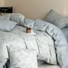 Jie Liya Serie de Colores Jacquard 100% Algodón Juego de Cuatro Piezas, Sábana Bajera y Funda Nórdica Engrosadas de Algodón Puro, Ropa de Cama para el Hogar Amigable con la Piel Venta al por Mayor