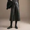 Calça de Couro PU Wide Leg para Mulheres, Outono e Inverno 2025 Nova Calça Reta com Caimento de Cintura Alta, Emagrecedora Versátil Moda Casual