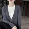 Conjunto de Dos Piezas de Punto Fino con Diseño de Cuello en U y Manga Larga Estilo Nuevo Elegante Otoño-Invierno Suéter de Punto Fino de Corte Holgado para Mujer Versátil Pulóver