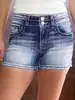Jeans de Mujer de Comercio Exterior Transfronterizo Europeo y Americano, de Tiro Alto, Cómodos, Ajustados, Modernos, Pantalones Cortos de Mezclilla Casuales de Pierna Recta