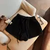 Colarinho de Manhã [Tecido de Guangzhou] Shorts Bege Roupa de Inverno Feminina Camada Base Calça Hot Pants de Corte A Calça de Pernas Largas Quente