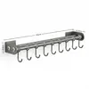 Estante de Almacenamiento para Cocina, Ganchos para Cocina, Barra con Ganchos Móviles, Barra Colgante sin Taladro, Soporte para Espátulas y Cucharas, Almacenamiento Montado en Pared