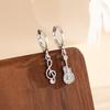 Brincos de Violino Europeus e Americanos com Zircônia Incrustada, Assimetricos, Cheios de Diamantes, Nota Musical para Guitarra, Banhados a Ouro 18K, Brincos de Partitura