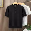 Camisa Polo Tricotada Estilo Americano para Homens, Manga Curta, Fina de Verão, Respirável, Polo Retrô, Top Casual Tendência Estilo Coreano