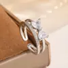 Colección de Anillos de Latón Plateado con Circonita de Moda Más Vendidos, Anillos de Plata de Lujo Ligero Transfronterizos, Versátiles para el Uso Diario