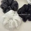Goma para el pelo de malla de lunares de doble capa para coleta para mujer con un tacto de alta gama, Elegante accesorio para moño de pata de gallo