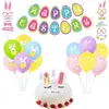 Globo de Pascua Sr. Accesorios para Fotos de Conejo Bandera de Pascua Set de Inserts para Pastel Suministros de Decoración para Fiestas