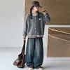 Conjunto de Suéter Cardigan de Punto Estilo Coreano Otoño 2026 para Niñas, Pantalones de Pierna Curva de Mezclilla, Set de Ropa de Moda