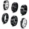 O novo conjunto masculino mais vendido da Amazon, anel misterioso preto de aço titânio, anel giratório masculino para alívio de estresse