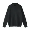 Nova coleção de outono: Suéter de tricô trançado estilo Old Money com zíper, cardigã de tricô casual oversized unissex
