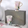 Juego de Tazas de Cerámica Ins Estilo Pastoral para Pareja Par de Vasos de Agua Set de Vasos de Lujo Ligero Francés Gama Alta