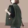Colete feminino de veludo cotelê grosso com forro de fleece, novo estilo outono/inverno, casual e de corte solto, peça externa versátil, colete e jaqueta