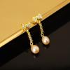 Pendientes de lazo sencillos para mujer, diseño de nicho de otoño e invierno, con incrustaciones de perla, joyería distintiva para las orejas, regalo de Navidad.