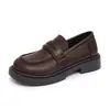 Zapatos de cuero estilo británico para mujer 2026, zapatos de noche de nuevo estilo, mocasines negros, zapatos de piso de suela blanda, para mujer primavera y otoño
