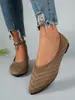Zapatos de vestir de punta fina de corte bajo de un solo color, suela plana, estilo coreano transfronterizo europeo y americano, zapatos versátiles para mujer, moda tejida, venta al por mayor, tallas grandes