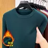 Atacado do fabricante suéter masculino de peça única em fleece com gola alta parcial, novo suéter de tricô base quente espessado de inverno