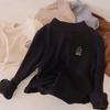 Nueva playera básica de terciopelo otoño e invierno para niños, cuello medio alto cálida interior, abrigo para bebé niños y niñas, camiseta de manga larga