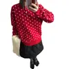 Cárdigan de punto suave y acogedor con lunares para mujer, con colores contrastantes y un diseño casual, chaqueta suéter versátil de manga larga
