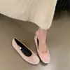 Sapatilha de Ballet Retro Veludo Strass Estilo Francês para Mulheres 2026 Novo Modelo Boca Rasa com Laço de Saia Sapatilha de Ballet