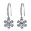 Brincos de Prata Esterlina S925 com Moissanita para Transmissão ao Vivo Transfronteiriça Brincos de Gancho para Orelha com Floco de Neve Totalmente Diamantados Brincos de Estrela de Seis Pontas Brincos de Luxo Leve