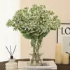 Hojas con Borde Blanco Simuladas, Centella Asiática Alpina, Decoración de Mesa de Sala de Estar, Adornos de Plantas Verdes, Ramos y Materiales, Hojas con Borde Blanco Simuladas