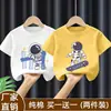 Camiseta de Manga Corta para Niños Moderna Holgada de Algodón Verano Fina Top Infantil Estilo Coreano Camiseta a la Moda