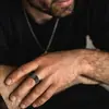 Novo Ano Novo Hot-Selling Tendência Aço Titânio 12mm Largura Textura Martelada Anel Personalizado para Homens e Mulheres, Fonte Dropshipping