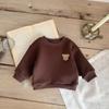 Ins Primavera Otoño e Invierno Bebé Coreano Cuello Redondo Sudadera de Cuatro Colores Ropa para Niños Forrado de Vellón Cálido Jersey Chaqueta para Bebés Niños y Niñas