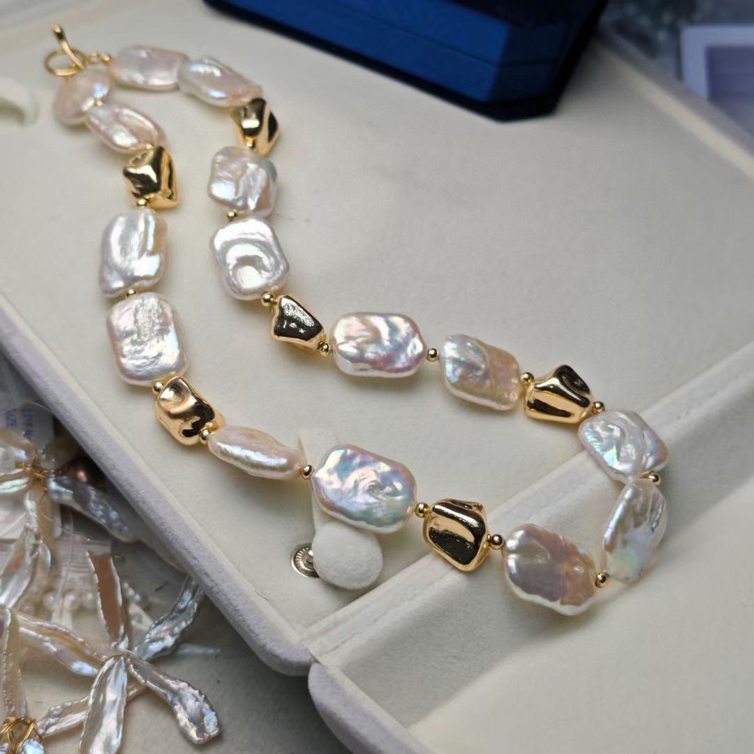 天然巴洛克淡水珍珠项链女小众设计时尚OT扣高级感锁