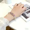 Pulsera Nueva de Cristal Artificial, Pulsera de Amatista Natural, Anillo Corredizo de Perlas de Concha, Diseño de Buena Suerte para Hombres y Mujeres, Estilo de Pareja