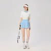 Conjunto Esportivo Feminino Primavera/Verão Slim Fit Gola Polo Manga Curta Listrado Casual para Golfe Tênis