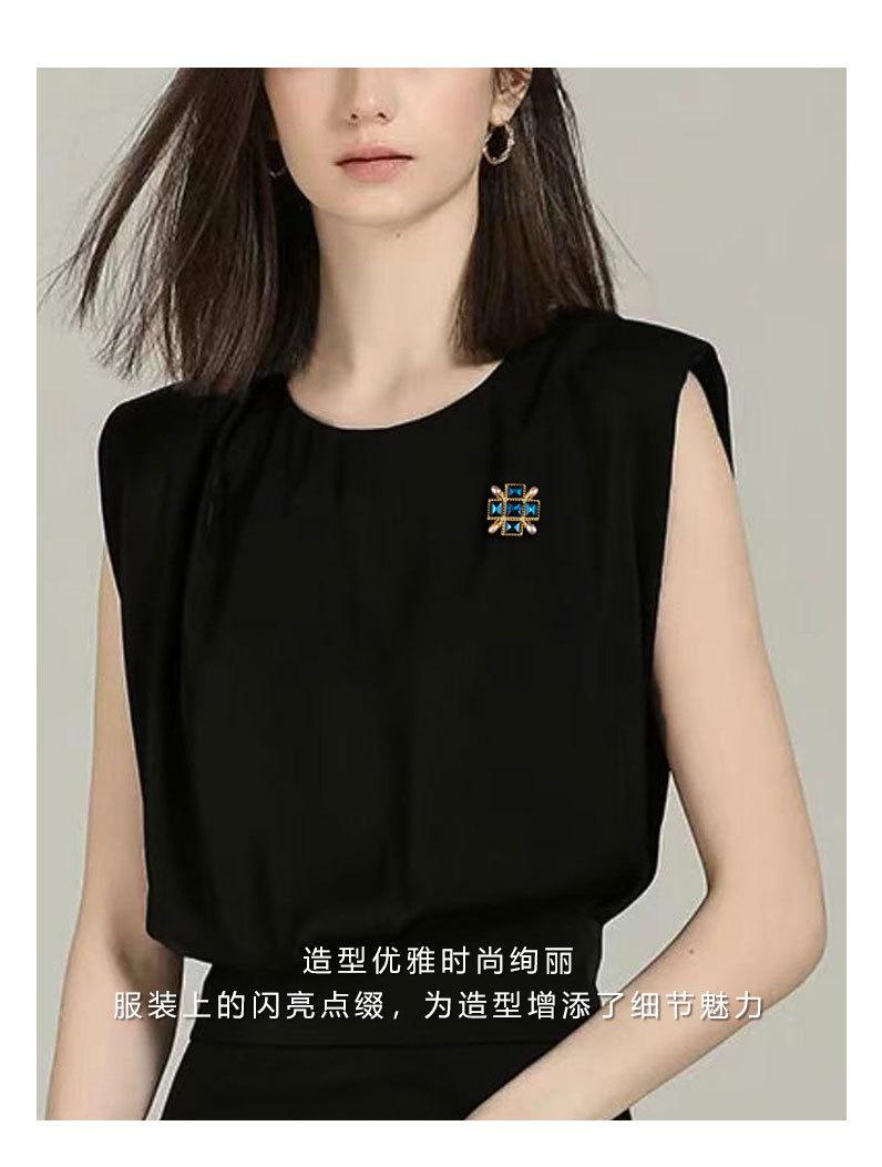复古文艺多边形胸针淡水珍珠高级感胸花时尚优雅别针