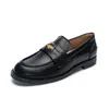 Mocasines de cuero de suela gruesa con monedas doradas, Zapatos planos versátiles retro para mujer estilo británico con tacones gruesos