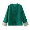 Nova Estampa Novo Estilo Chinês de Luxo Camisa Bordada de Seda de Amora com Fechamento de Botão, Top Fino Fashion Retrô para Mulheres M6029