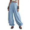 2026 Ropa Europea y Americana para Mujer Transfronteriza de Amazon, Pantalones de Verano Casuales Tipo Linterna con Dobladillo Fruncido, Pantalones Largos de Corte Holgado