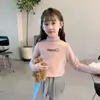 Camada Base Térmica para Meninas, Novo Estilo Outono e Inverno, Camiseta de Manga Longa com Gola Alta para Crianças, Top Doce e Fofo
