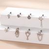 Henson borla cadena mariposa uña hueso de la oreja acero inoxidable varilla delgada micro incrustado circonita doble cabeza bola retorcida uña de oreja aretes piercing