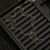 Pulsera Ajustable Simple Retro Europea y Americana Cadena de Hueso de Serpiente Dorada de 18K Cuentas Redondas Extraíble Cuerda de Mano de Acero de Titanio Pieza de Mano para Mujer