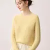 Nuevo Otoño 2026 100% Cachemir Puro Estilo Sencillo Cuello Redondo Manga Raglán para Mujer Suéter de Punto de Cachemir
