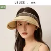 Sombrero de Paja Estilo Japonés Casual tipo Diadema con Parte Superior Abierta, Sombrero de Sol y Protección Solar Casual para Exteriores en Verano, Sombrero de Sol Versátil de Ala Ancha